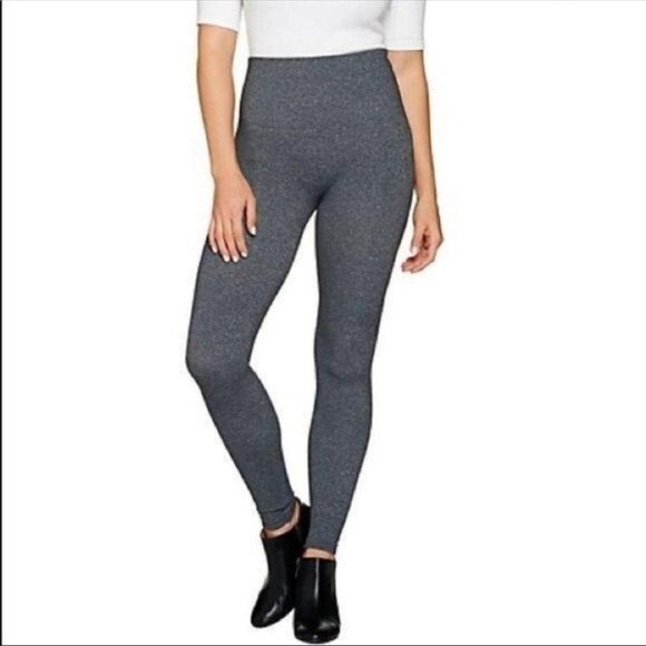 Spanx Seamless Heathered Gray Full Length Compression Legging Large - Picture 2 of 8